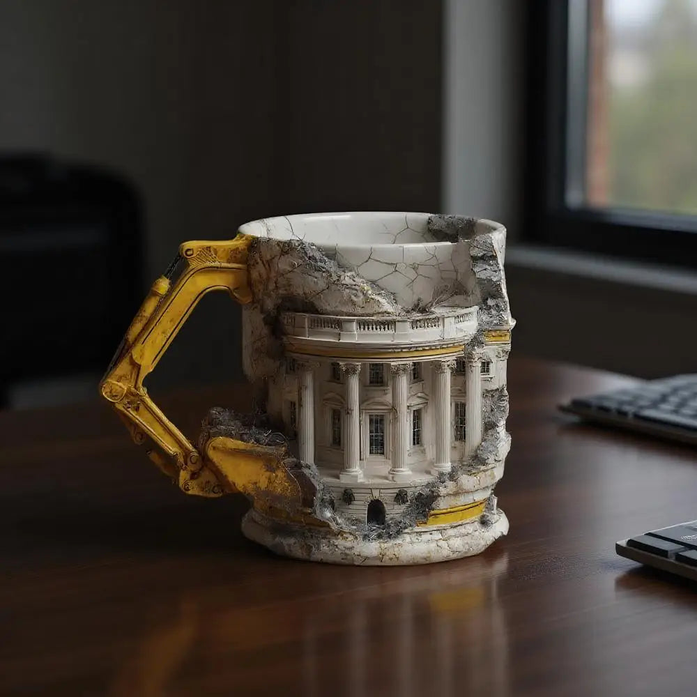 Someone Lied Demolition Mug with Handle 3D Building Print Excavator Shaped Ceramic Coffee Mug Funny Tea Mugs Milk Cup Oasis Select