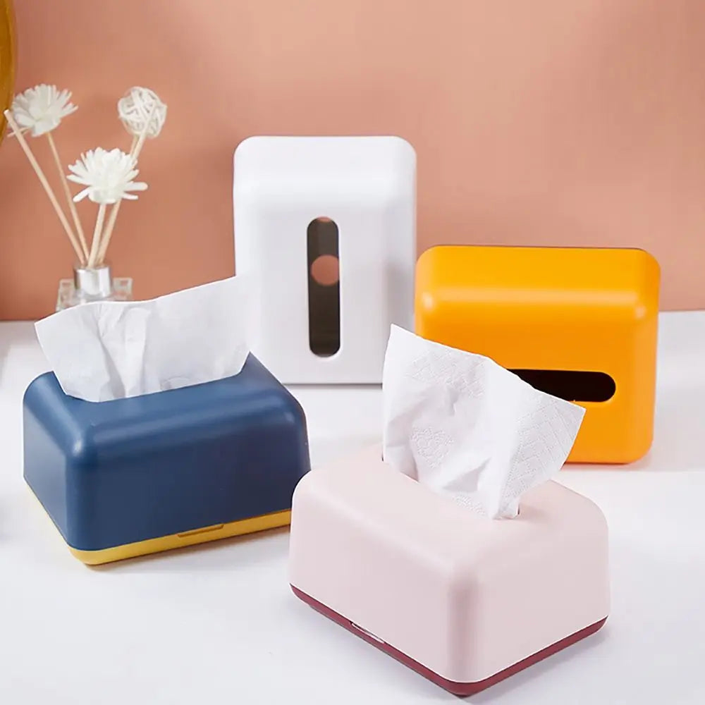 Simplicity Solid Color Napkin Holder Plastic Large Storage Tissue Case Fashion Car Tissue Box High Quality Paper Towel Box Oasis Select