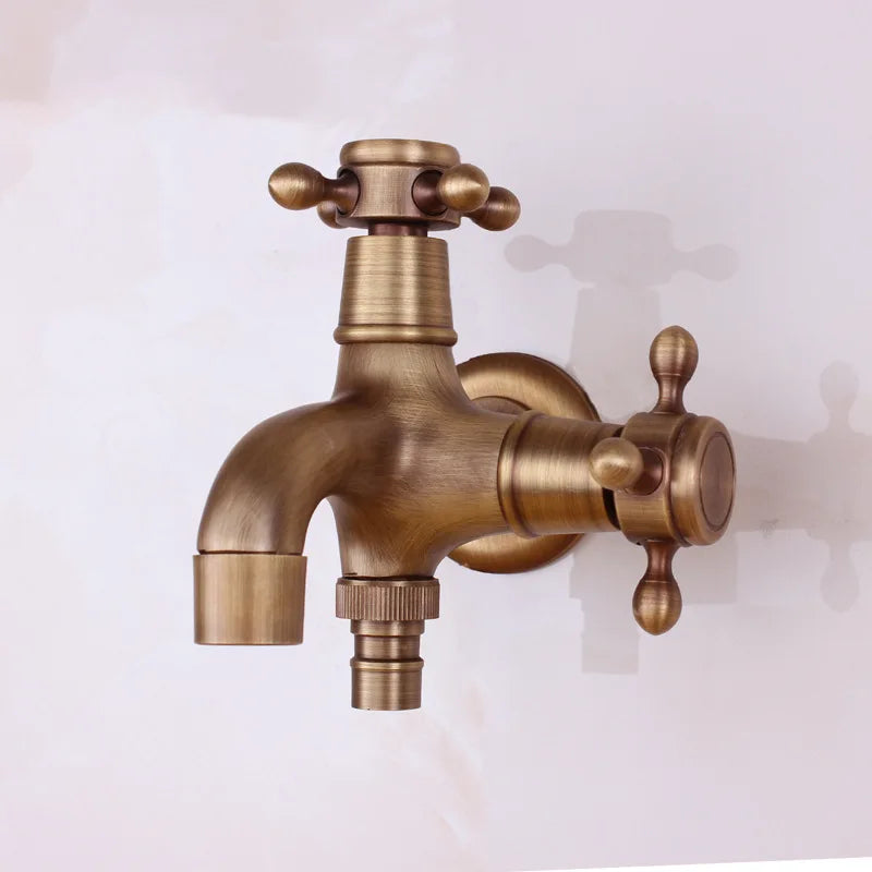Vintage Solid Brass Single Handle Faucet for Washing Machine Wall Mounted Water Tap Oasis Select J