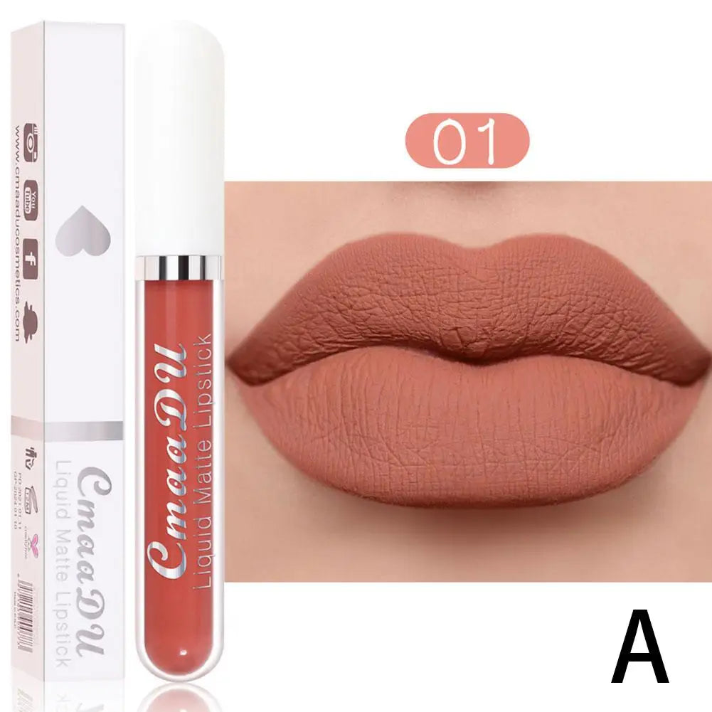 18 Color Waterproof Liquid Matte Lipstick Long Lasting Sexy Red Moisturizing Lip Gloss Velvet Non-Stick Lip Tint Makeup Cosmetic Oasis Select 01