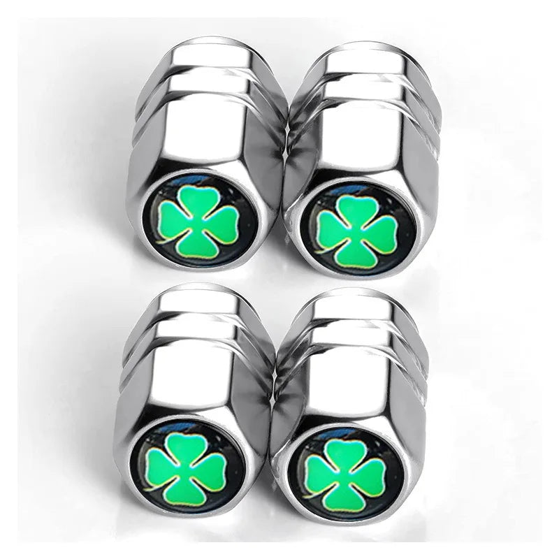 4 PCS Car Tire Valve Stem Caps, Air Caps Cover with Skull Pattern, Dust Proof Metal Valve Stem Covers Oasis Select Silver-B