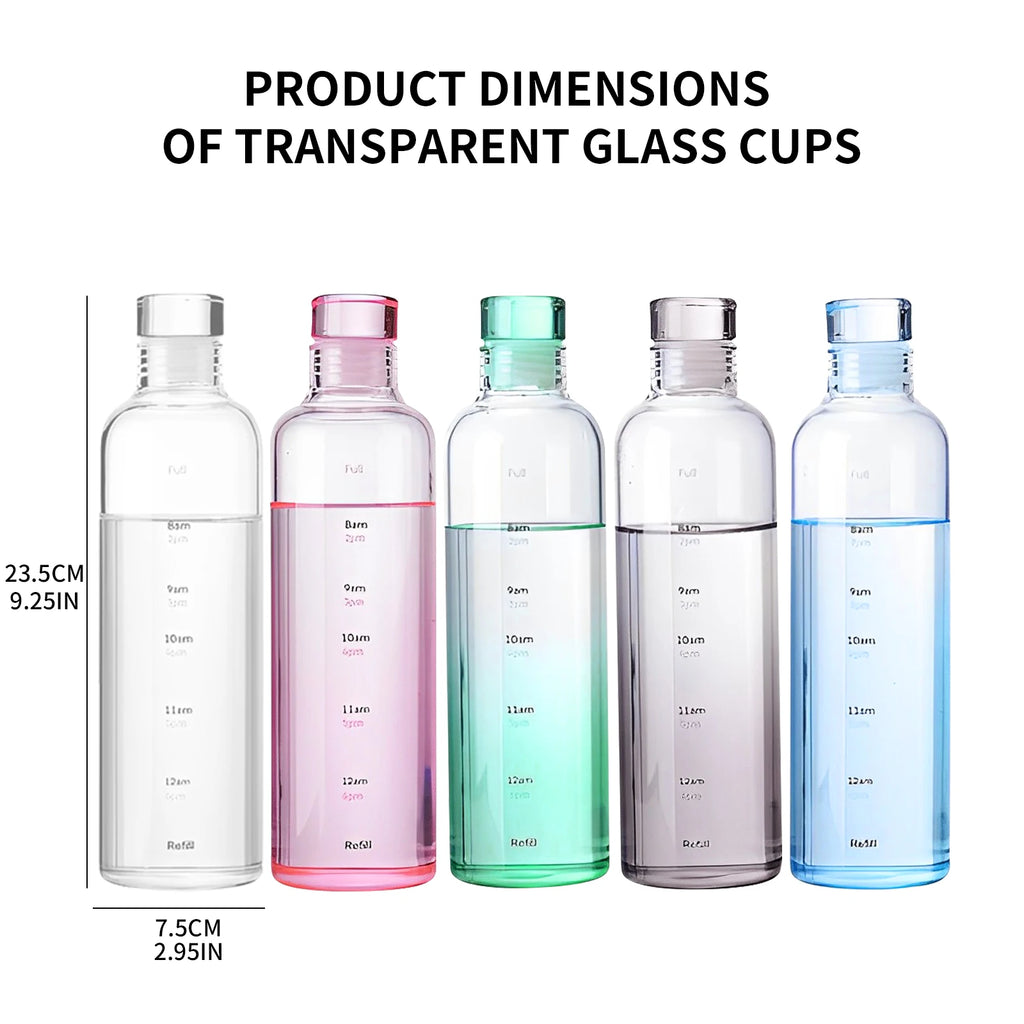 Newest Transparent With Time Scale Water Bottle Couple Plastic Portable Water Container Leakproof Drop-Resistant Plastic Cup Oasis Select