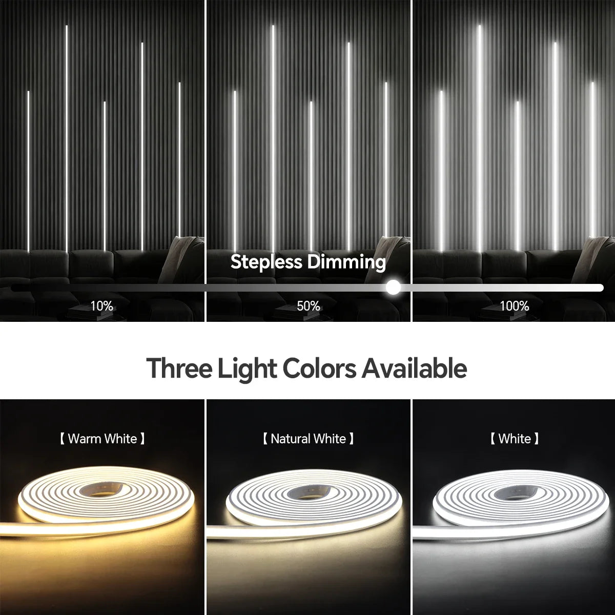 2/4/6PCS Bluetooth Dimmable 24V COB LED Neon Strip with RF Remote,Trick Light Support APP Control for iOS and Android Devices Oasis Select