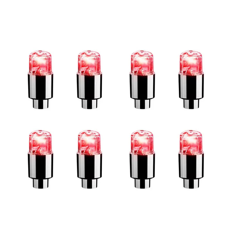 2/4/6/8Pcs Car Light Bicycle LED Tire Lights Universal Car Neon Lamp Valve Cover Lights Tire Colorful Flashing Bulb Decoration Oasis Select 8pcs Red