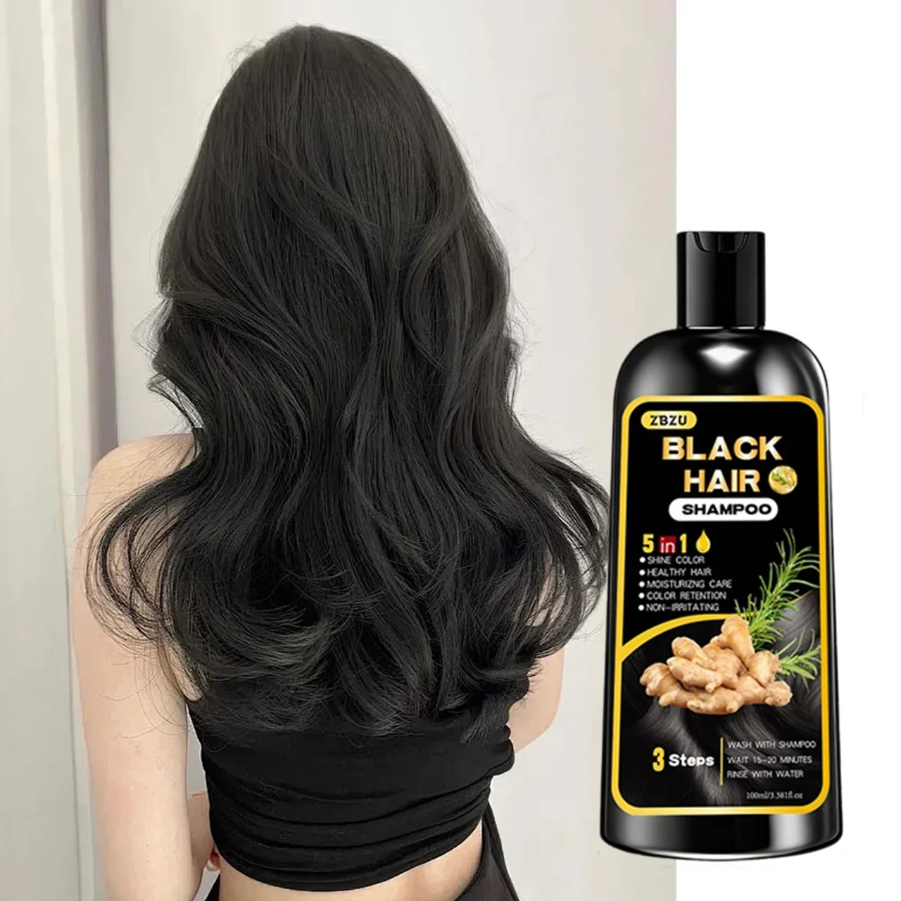 New hair dye shampoo 5-in-1, containing ginger and biotin. Long-lasting color retention and coverage of gray hair. Long-lasting Oasis Select black