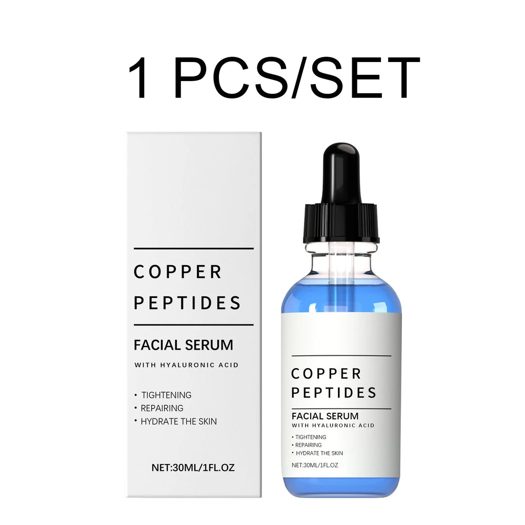 Copper Peptides Facial Serum With Hyaluronic Acid Hydrating Firming Smoothing Fine Lines Daily Care Face Skin Care Essence 30ml Oasis Select 1 PCS