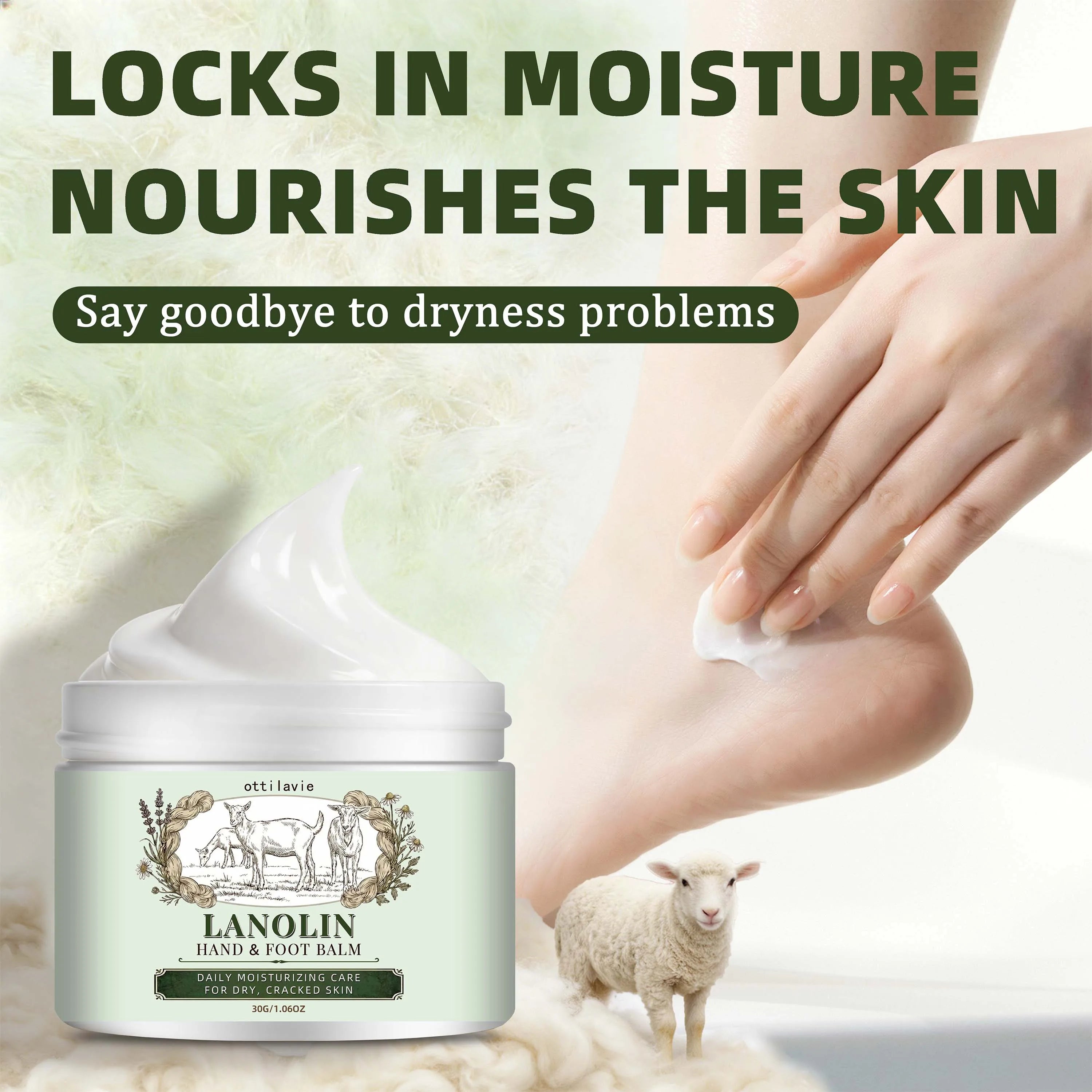 Ottilavie Lanolin Hand & Foot Cream | Travel Size Moisturizer Hand & Foot Cream Oasis Select