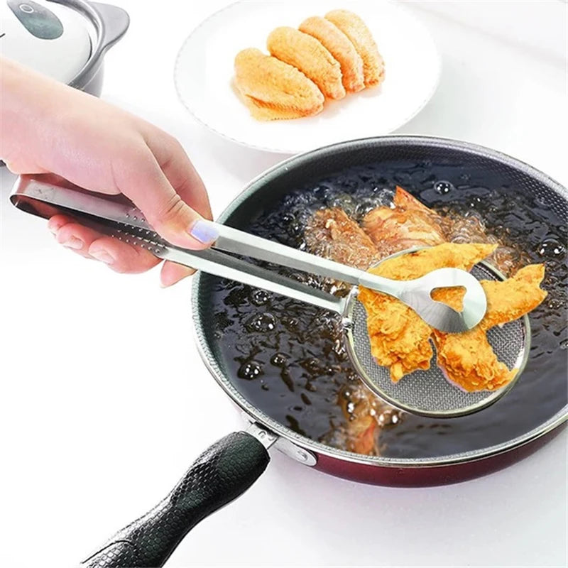 Multifunction Stainless Steel Kitchen Sieve Filter Spoon Handheld Oil Strainer Clip Fried Food Cooking Gadgets Accessory Oasis Select onesize