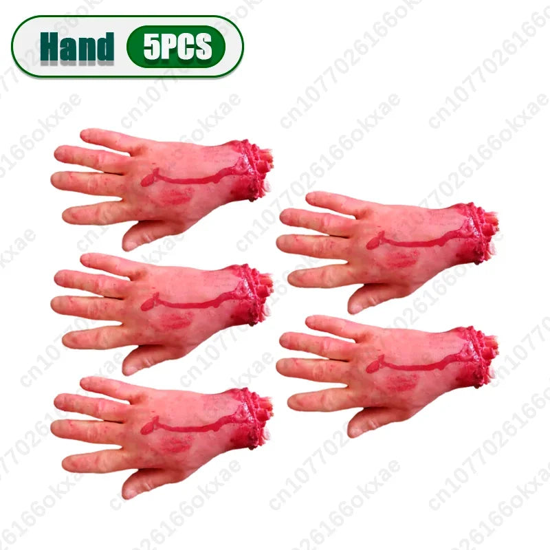 Halloween Fake Human Limbs Props – Hands, Feet, Brain & Heart
