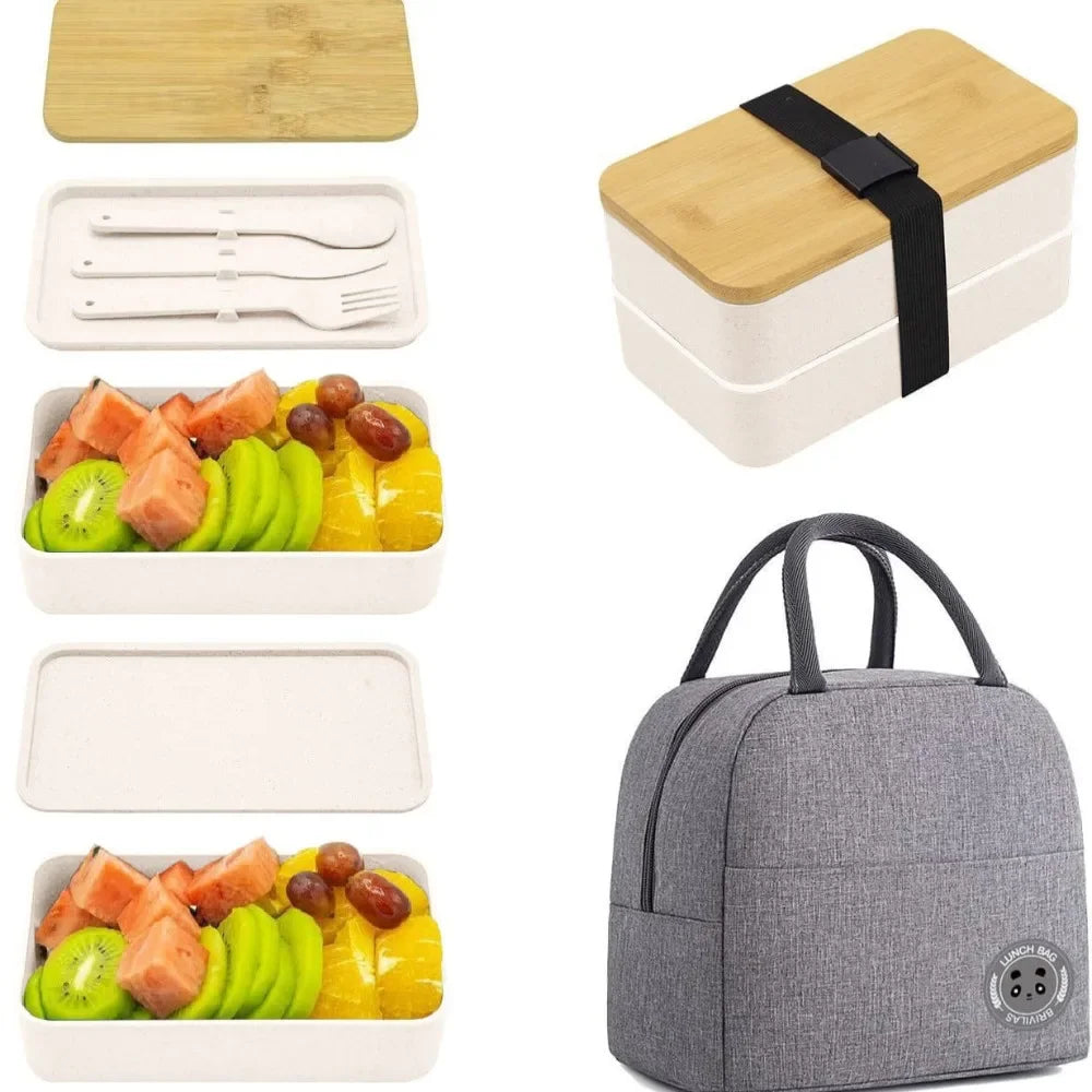 Stackable Bento Box with Utensils 1200ML All-in-One Meal Prep Compartment Lunch Containers Leak Resistant Lunch Box Oasis Select
