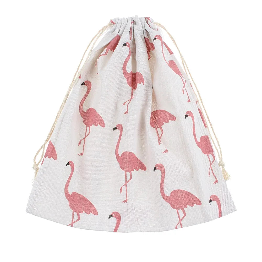 Cotton Linen Drawstring Gift Bags | Printed Patterns, 3 Sizes