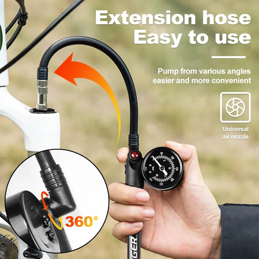 X-TIGER 300psi Bicycle Air Pump with Gauge Portable High-Pressure MTB Air Pump for Front Fork and Rear Suspension Shock Absorber Oasis Select