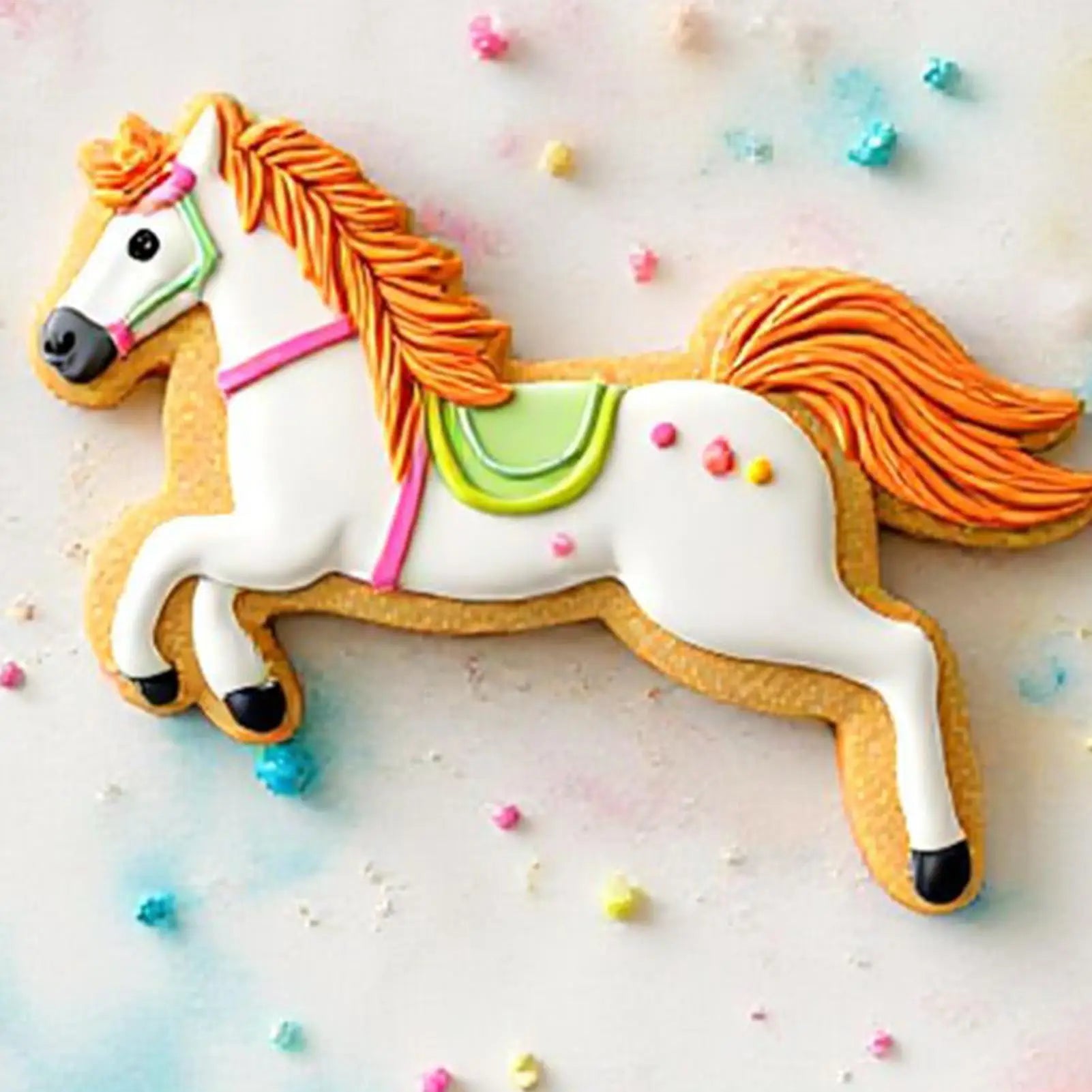 Horse Cookie Cutter Stamp Stainless Steel Baking Accessories Pressable Cookie Mold for Fondant Bakers Parents Home Party Oasis Select
