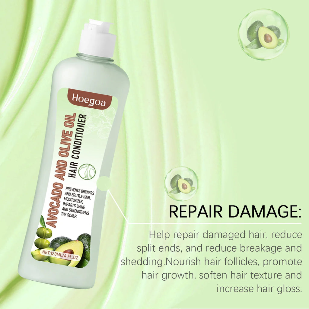 Hoegoa Avocado Oil Hair Care Set Improve Growth Thicken Deep Cleaning Plants Extract For Silky Hair Shampoo Conditioner Products Oasis Select