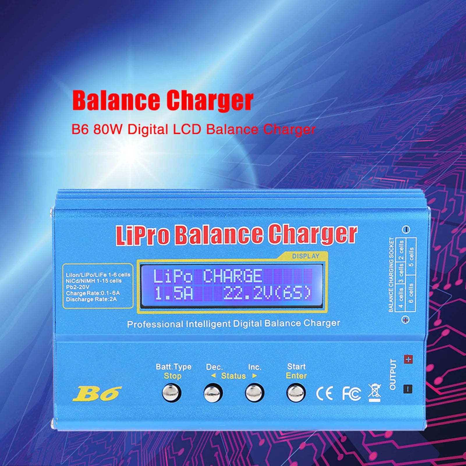 B6 80W Digital LCD Balance Discharger for LLiPo NiMH RC Battery Battery Balanced Oasis Select