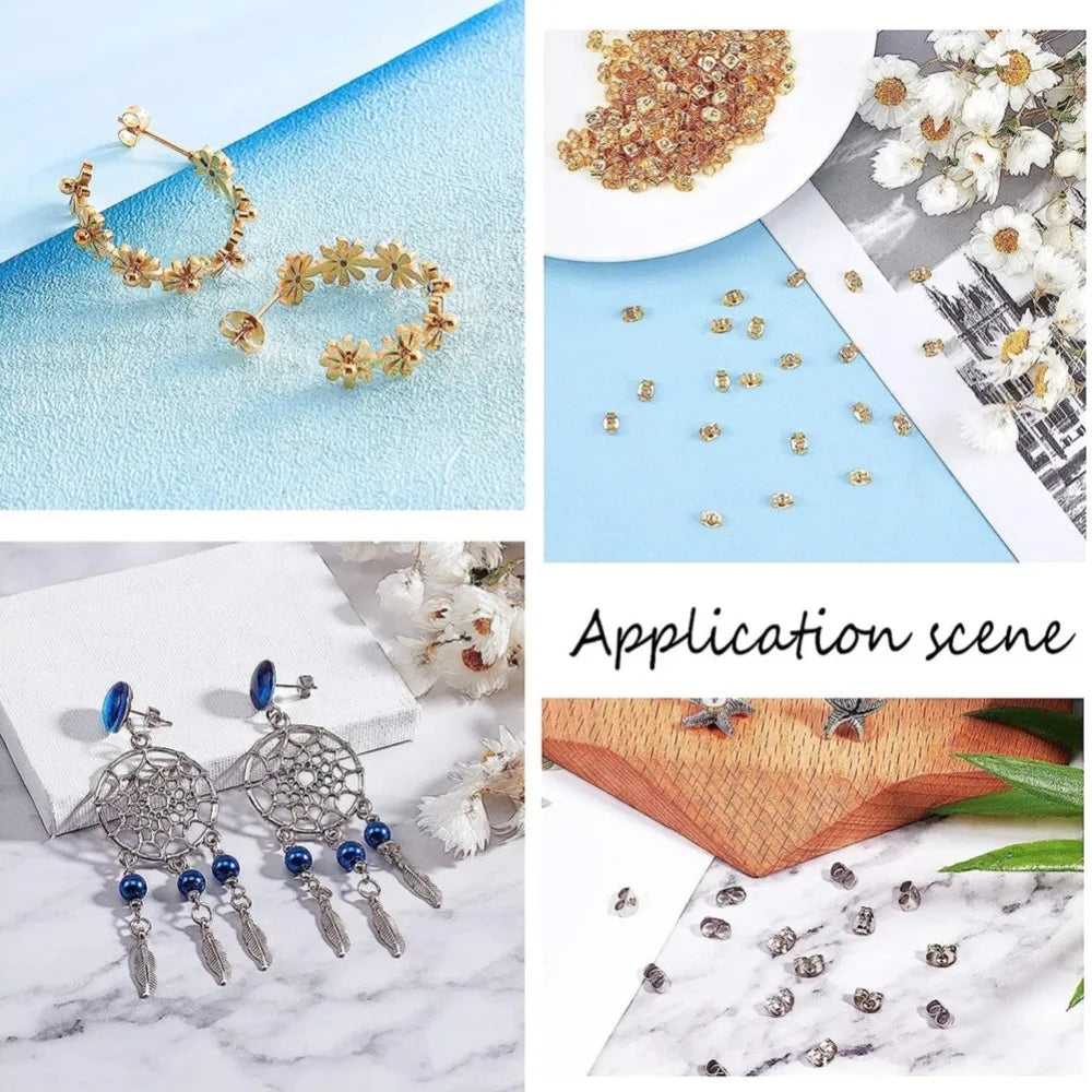 100pcs 4.5x6mm Gold Stainless Steel Butterfly Earring Safety Back Stopper for Stud Hypoallergenic Jewelry Making Finding Supply Oasis Select