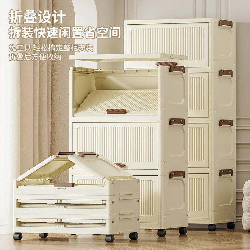 Simple folding storage cabinet Plastic multi-layer bag wardrobe storage box living room storage cabinet Oasis Select
