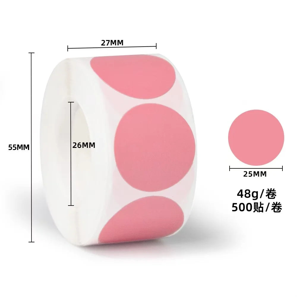 Colored Dot Stickers, Labels Circle Dots Labels Circle Stickers for Office,Classroom,Family（Etc - 10 Colors, 500 Labels/Roll） Oasis Select Pink