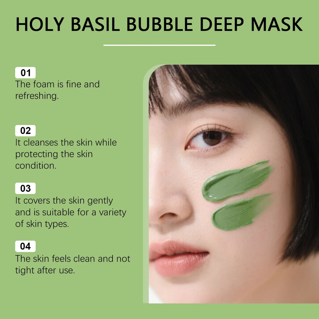 Hoygi Basil Bubble Mud Mask – Blackhead & Pore Cleanser 90g Bubble Clay Mask Oasis Select