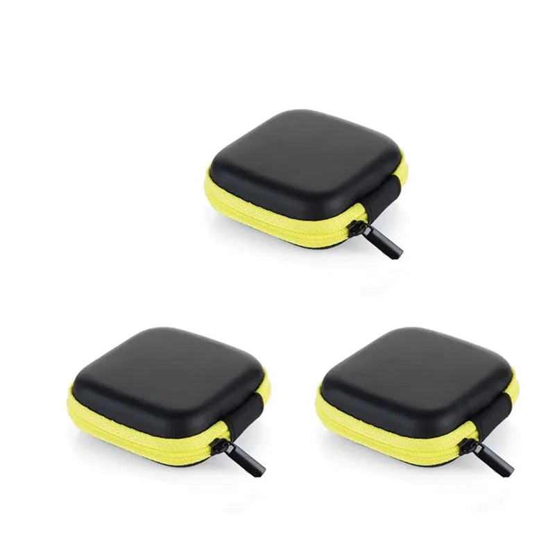 1/3Pcs Zipper Storage Bag For Wired Earphone Data Cable Mini Portable Small Square Bag For AirPods Key Money Bag Protector Case Oasis Select 3pcs Yellow