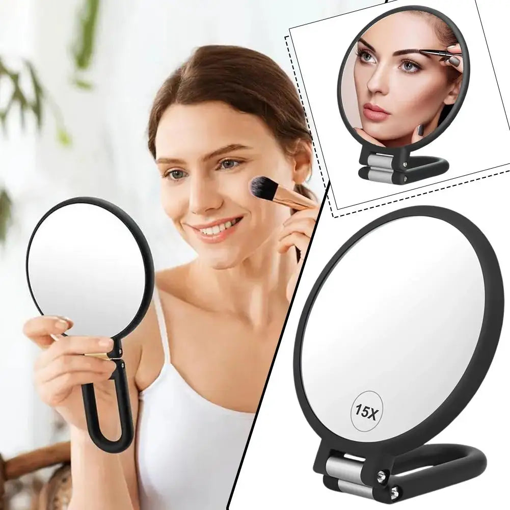 Magnifying Handheld Mirror Double Sided,1X 15x 20X 30X Magnification Hand Mirror, Travel Folding Stand Adjustable Dressing Table Oasis Select