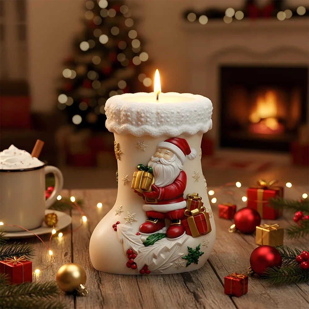 Holiday Stocking Silicone Mould Adorable Santa Claus Candle Mold Christmas Gift Mold Easy To Demold For Scented Ornament Making Oasis Select