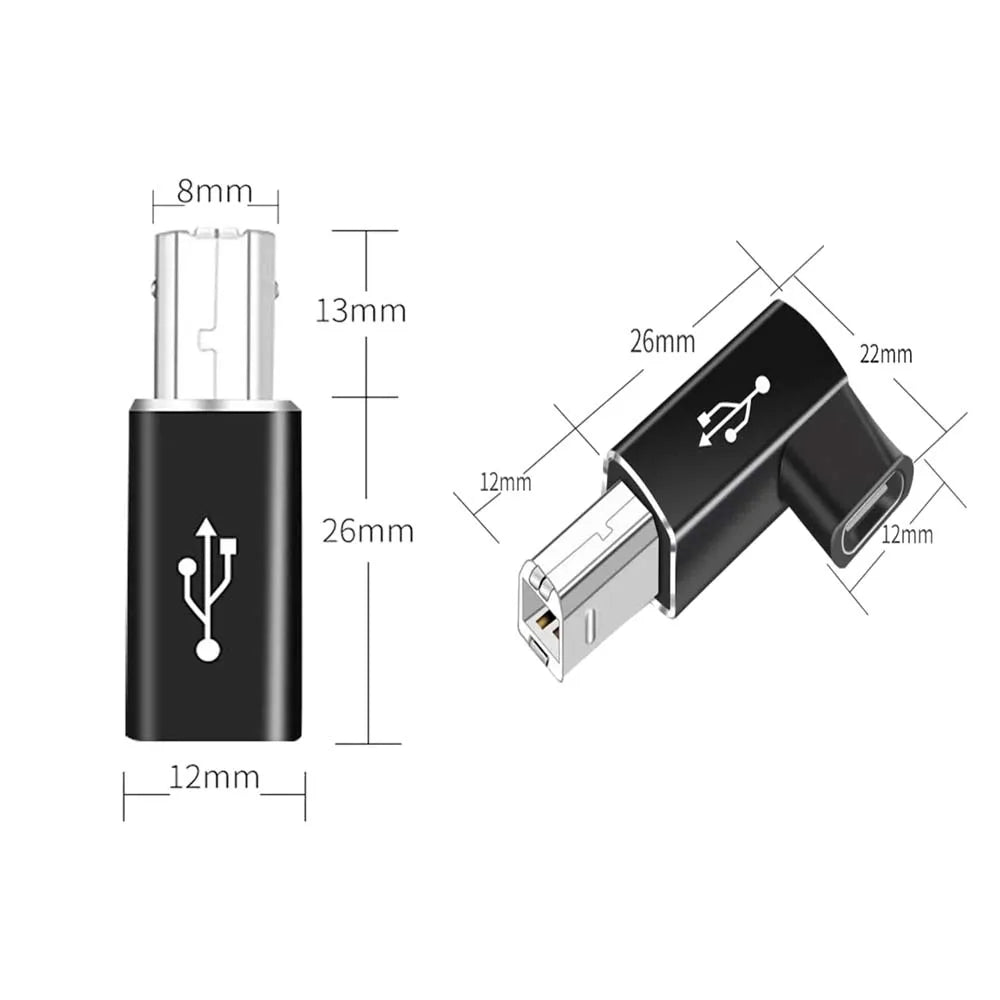 USB B Male to USB-C Female Adapter – Printer & MIDI USB Adapter Oasis Select