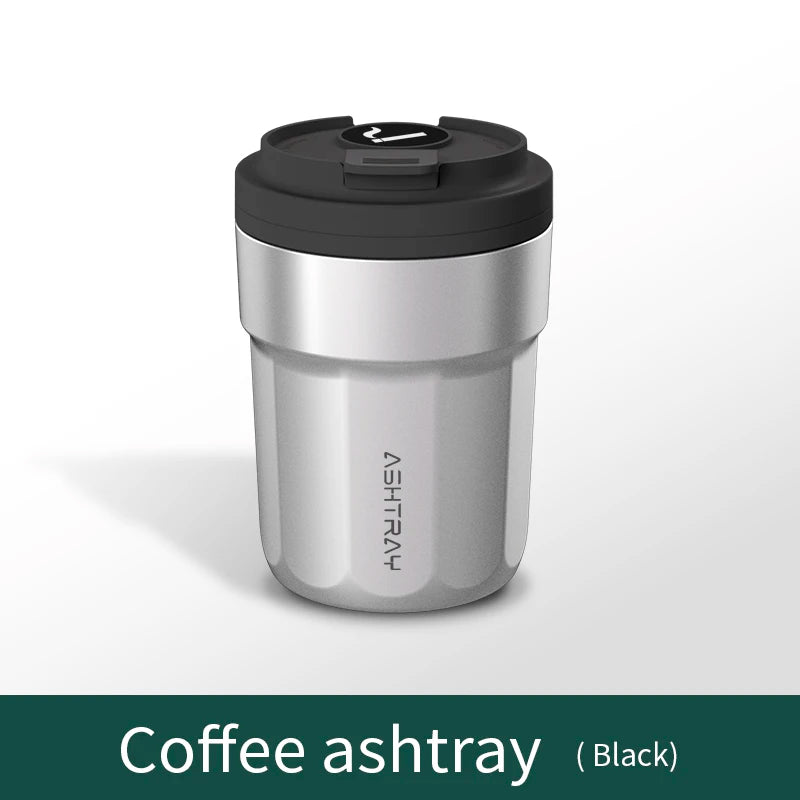 Car Ashtray 7-Color LED Light | Push-Open Coffee Cup Style