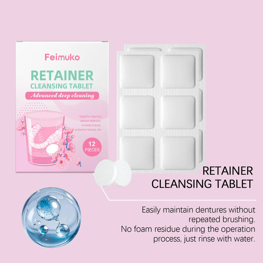 Denture Cleansing Tablet Retainer False Teeth Odor Remover Stains Oral Cleaning Retainer Cleaner for Aligner Mouth Night Guard Oasis Select