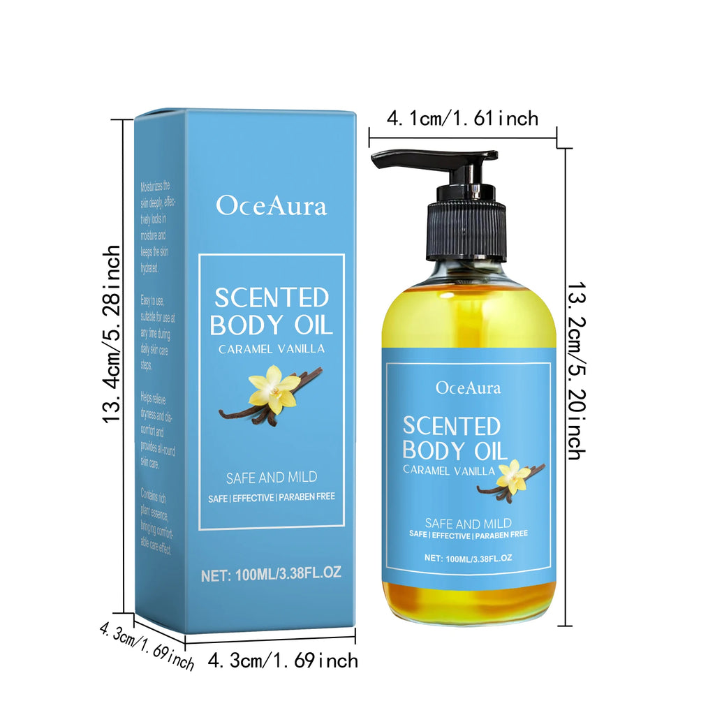 Caramel Vanilla Body Massage Oil Moisturizing Nourishing Smoothing Skin Care Relieve Stress Muscle Relaxing Body SPA Oils Oasis Select