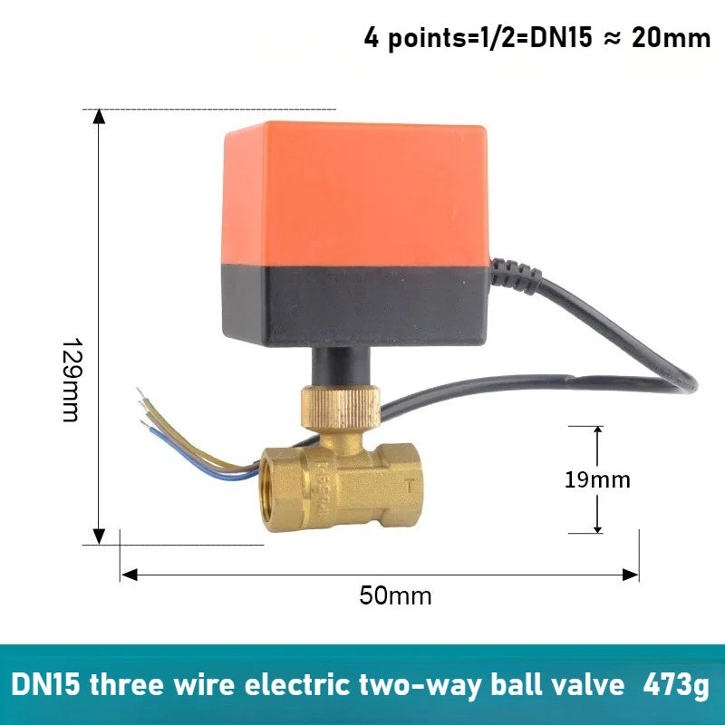 Electric Two-way Ball Valve DN15 20 25 32 40 50 Three Wire Two-point Control 220V 12V 24V Copper Electric Ball Valve Oasis Select DN15 AC220V 3 lines 2 controls two-way
