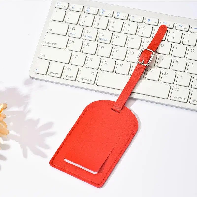 PU Leather Luggage Tag – Name ID Address Holder for Travel
