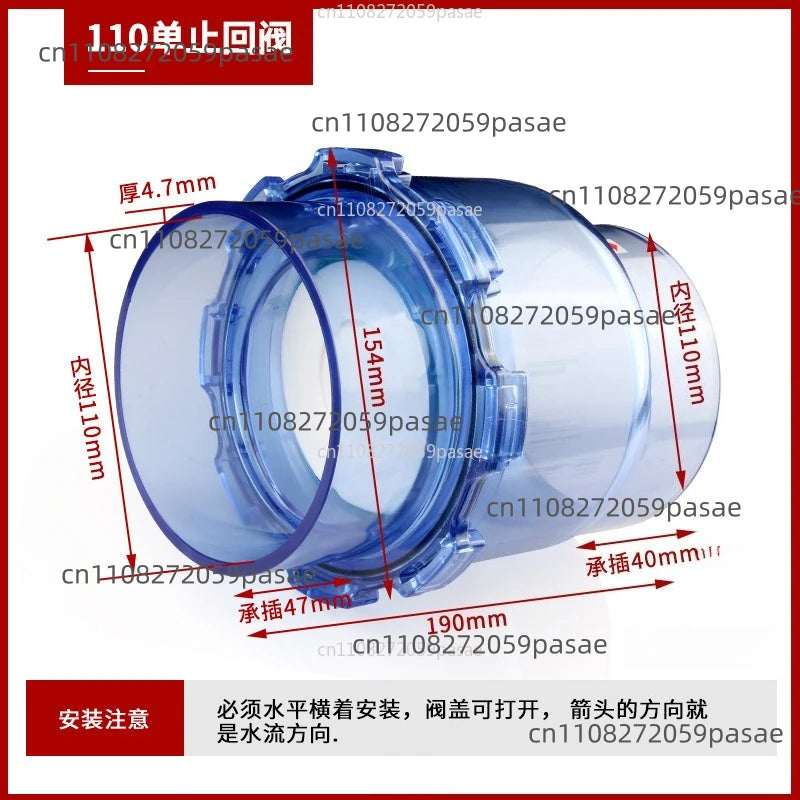 50mm Flap UPVC Transparent Check Valve Drainpipe Non-return Flap Valve Check Valve Combination Sets Kitchen Sewer Deodorizationm Oasis Select 110mm