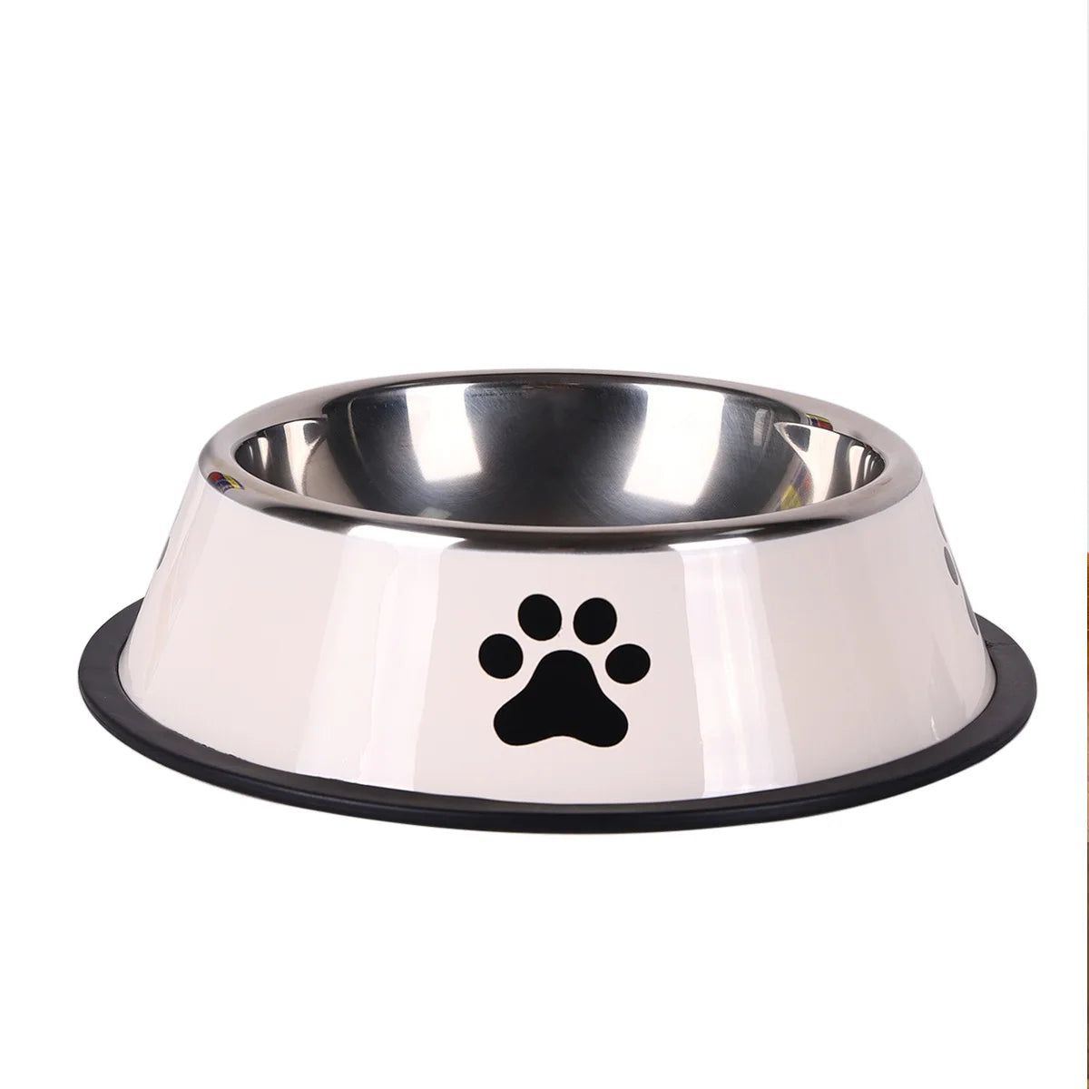 Stainless steel pet bowl cat bowl dog food bowl multiple specifications anti-fall food bowl large capacity feeding pet supplies Oasis Select white-1pcs S