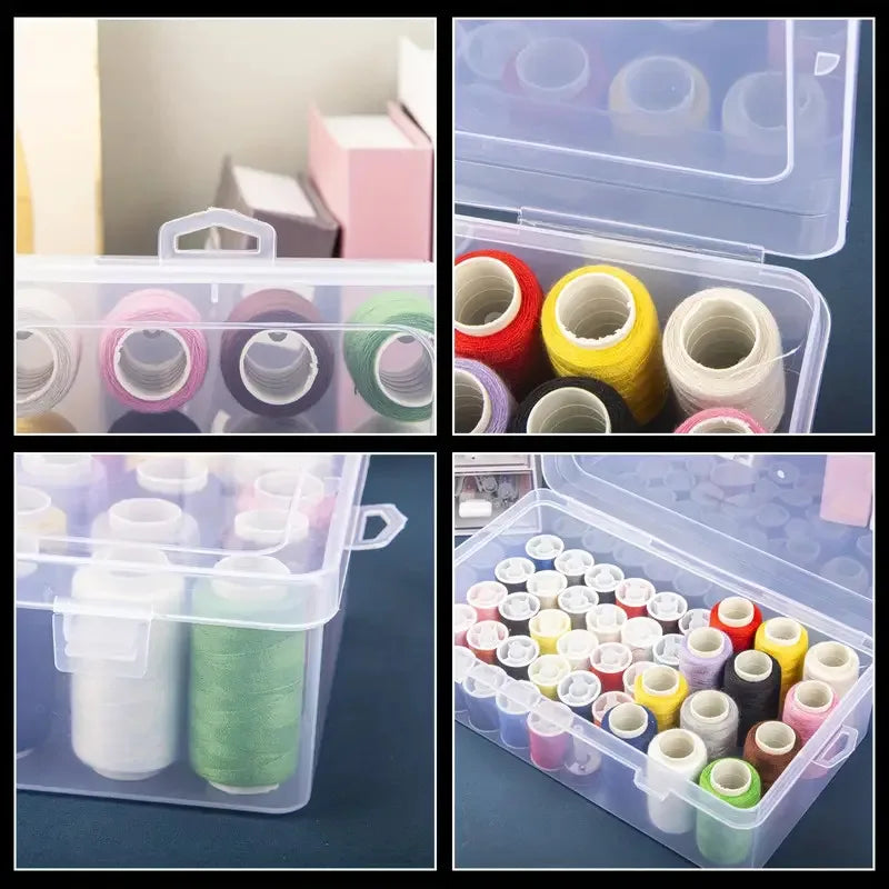 Clear Plastic Sewing Thread Storage Box With 42 Slots Craft Spool Holder For Embroidery Quilting Supplies Fridge Container Oasis Select
