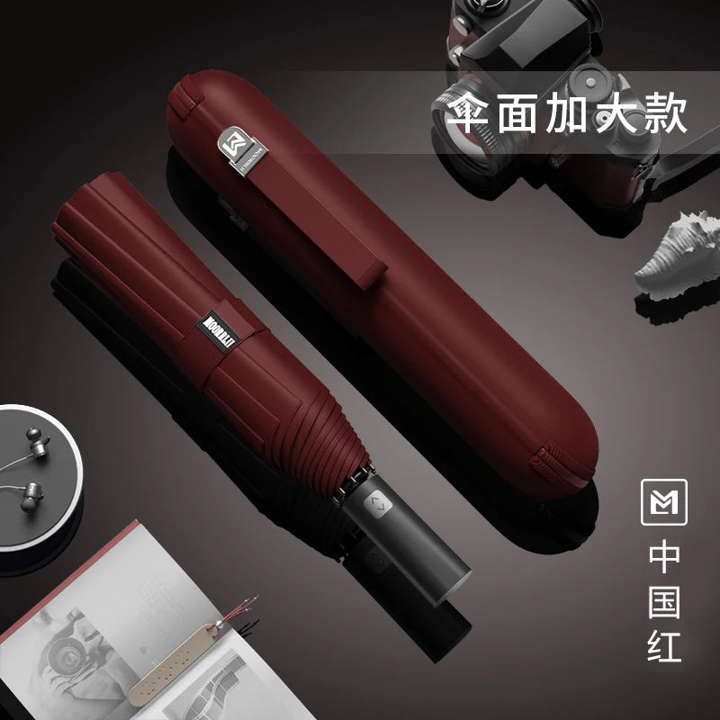 Full-automatic folding thickened umbrella large strong wind-resistant reinforced automatic umbrella Oasis Select 116cm Red