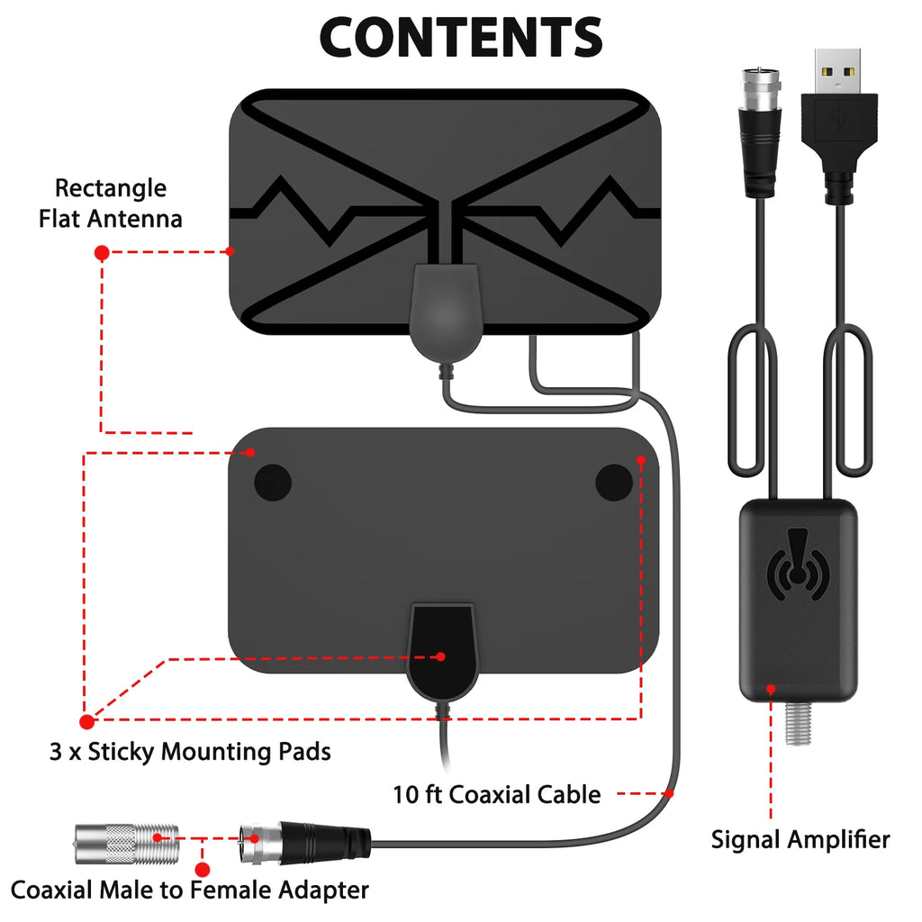4K HDTV Antenna Wave Pattern ATSC Digital TV Antenna Indoor Outdoor Compatible with Amazon TVs Oasis Select