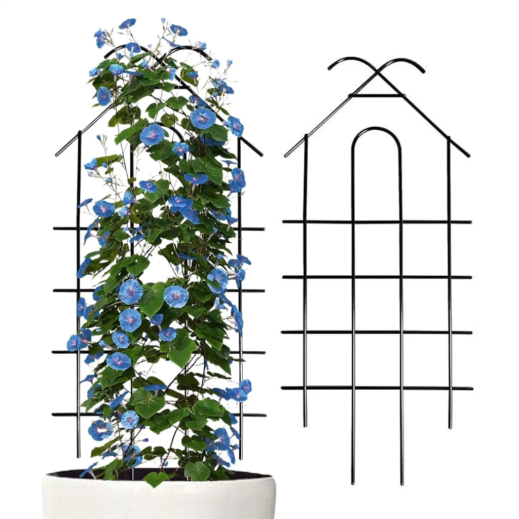 2Pcs Garden Trellis for Climbing Plants Potted Vines Vegetables Flowers Patio Metal Wire Lattices Grid Panels Support Trellis
