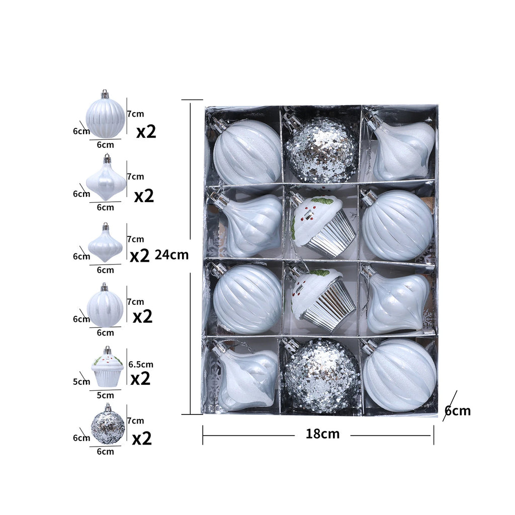 12 Pcs 2.4 Inch Christmas Ball Ornaments for Tree,Red and Green Glittering Hanging Bulbs Pendants for Christmas Tree Decorations Oasis Select Silver