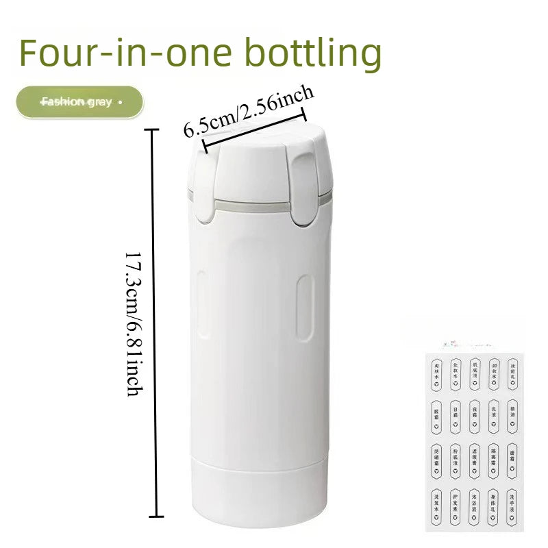 1pcs Portable 4 in 1 Leakproof Travel Bottle Dispenser Set Refillable Containers for Shampoo Conditioner Lotion Perfume Oasis Select White