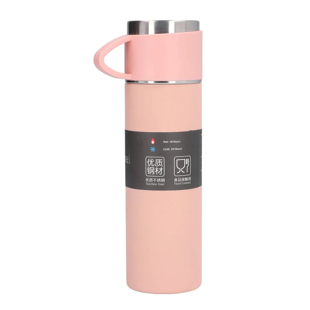 Coffee Thermos Stainless Steel Vacuum-Insulated Water Bottle, 500ml/16.9oz Insulated Bottle with Cup for Hot & Cold Drink Travel Oasis Select WHITE