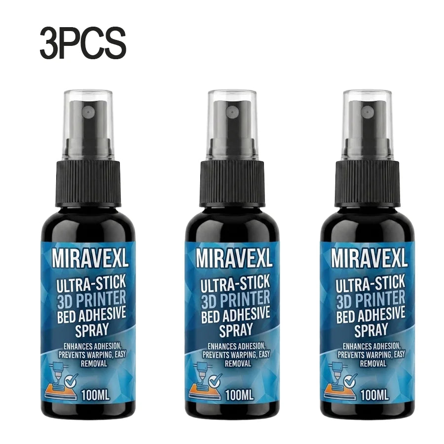 100ml Strong 3D Printer Adhesive Spray Suitable for PLA, ABS, PETG, TPU Filaments - Reduces Warping, Enhances Bed Adhesion Oasis Select 3PCS