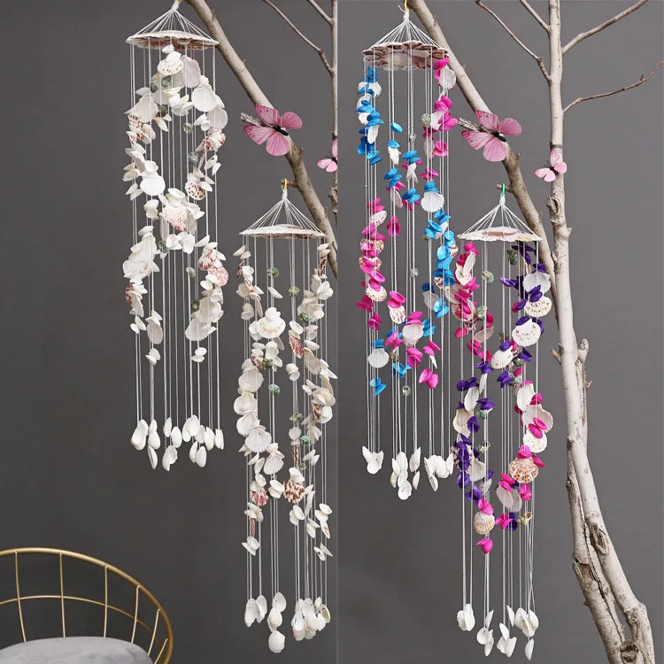 Colorful Shell Exquisite Japanese 19-piece Double Dragon White Wind Chime V2623 Fashionable Accessory Oasis Select