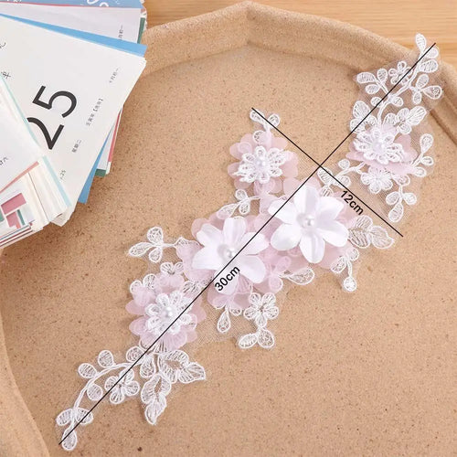 3D Flower Applique Beaded Lace Patch for Wedding Dresses Clothing Applique Patch Oasis Select