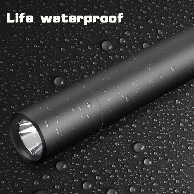 Mini Portable LED Flashlight USB Rechargeable Small Pocket Light Built In Battery Fixed Focus Zoomable Camping Searching Lantern Oasis Select
