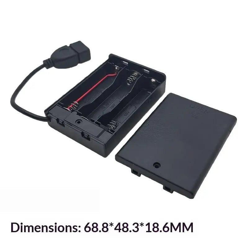 1/4Pcs USB Mini Power Supply Battery Box With Cover And Switch 3 X AA USB Battery Box For 4.5V LED Strip Lights Oasis Select