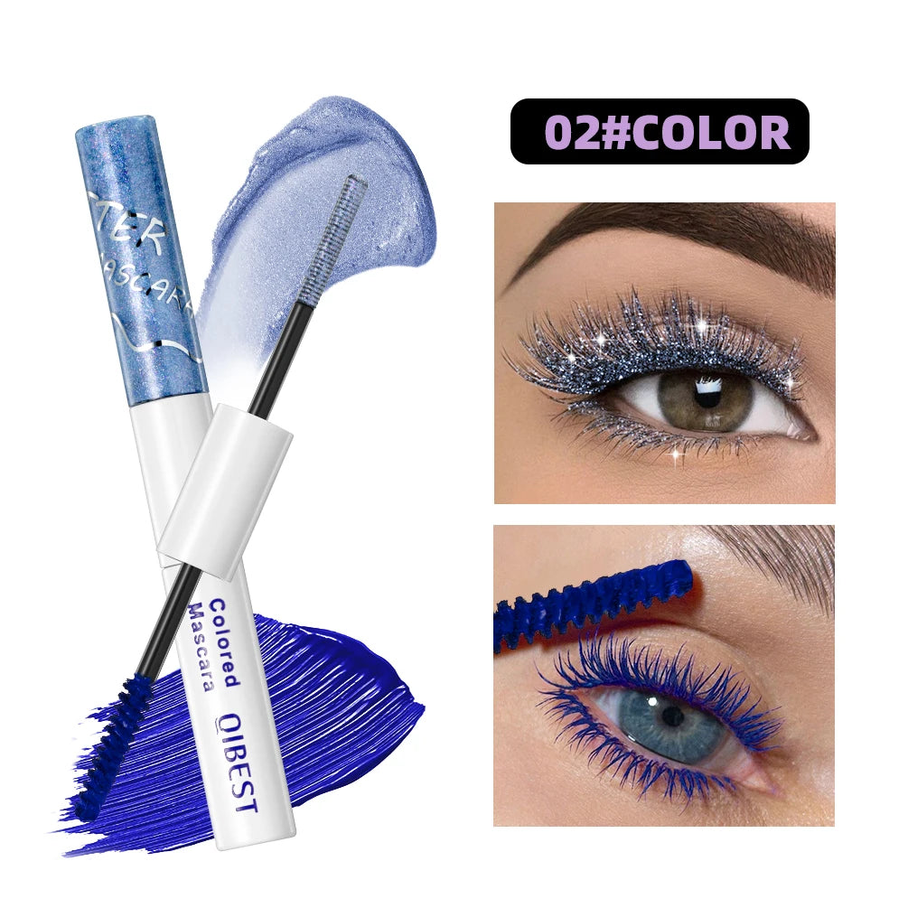 QiBest 2-in-1 Glitter & Colored Mascara | Waterproof, 6 Colors