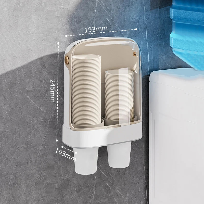 No-Drill Wall-Mounted Disposable Cup Dispenser | Dustproof Holder