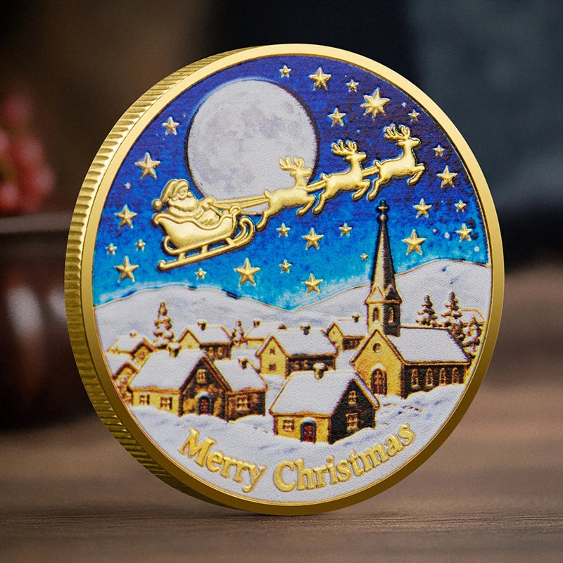 Christmas Santa Claus Collection Commemorative Medal Souvenir Coin Home Decoration Gift Oasis Select