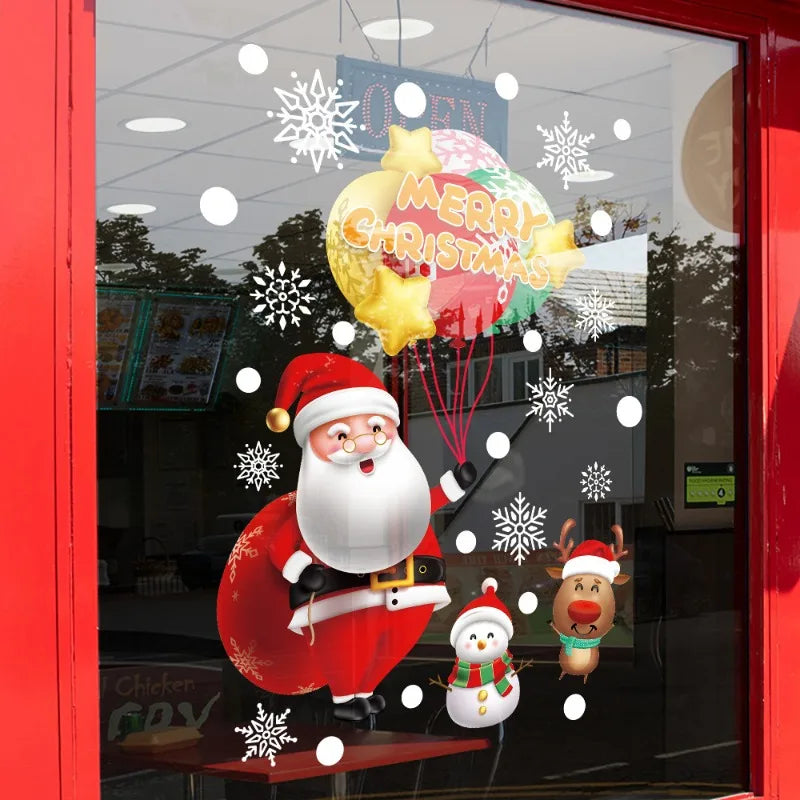 Christmas Static Stickers Door Layout Decorative Painting Window Display Flower Stickers Festive Atmosphere Decoration Oasis Select